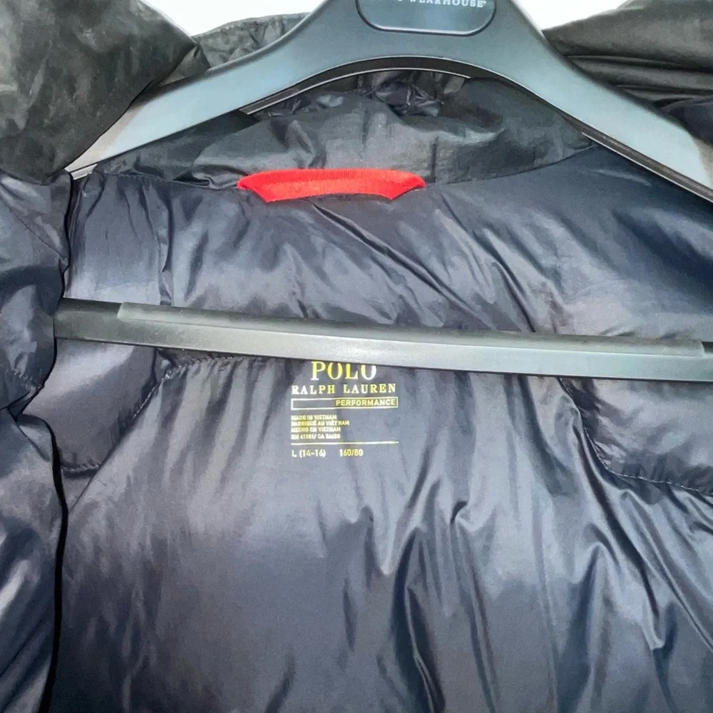Polo Ralph Lauren Performance Down‎ Puffer Jacket Black Youth L 14-16 Hooded